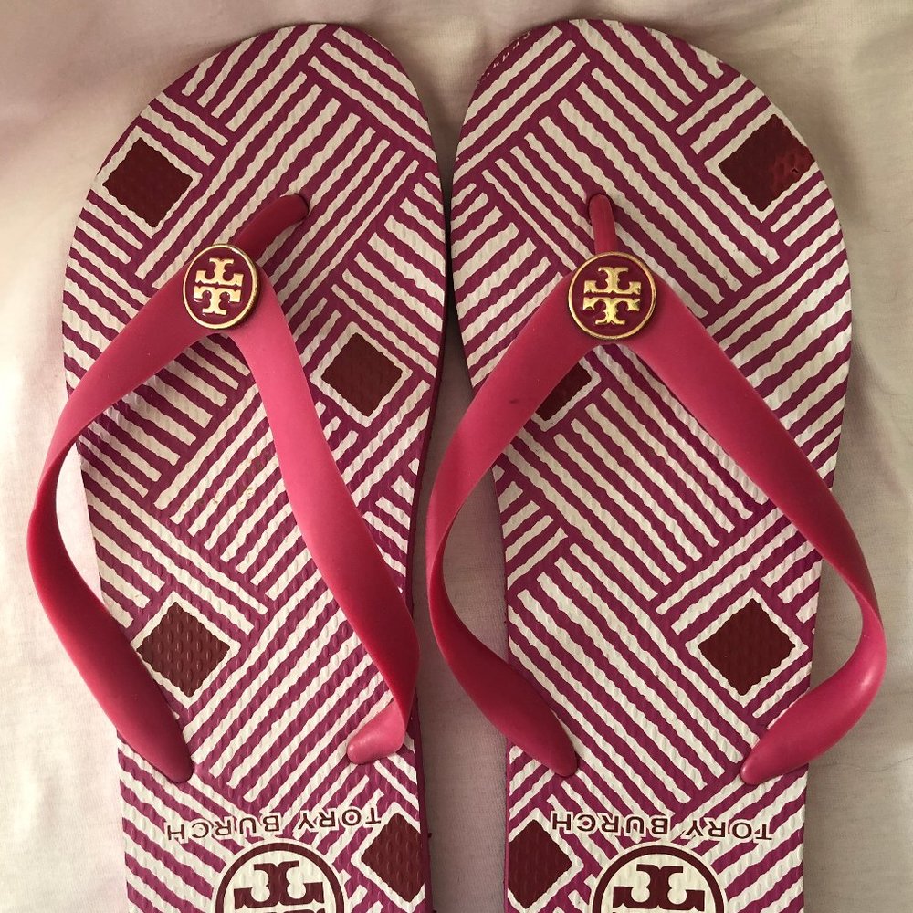 $45 - Sz 9 - Tory Burch Flip Flops Sandals - Pink